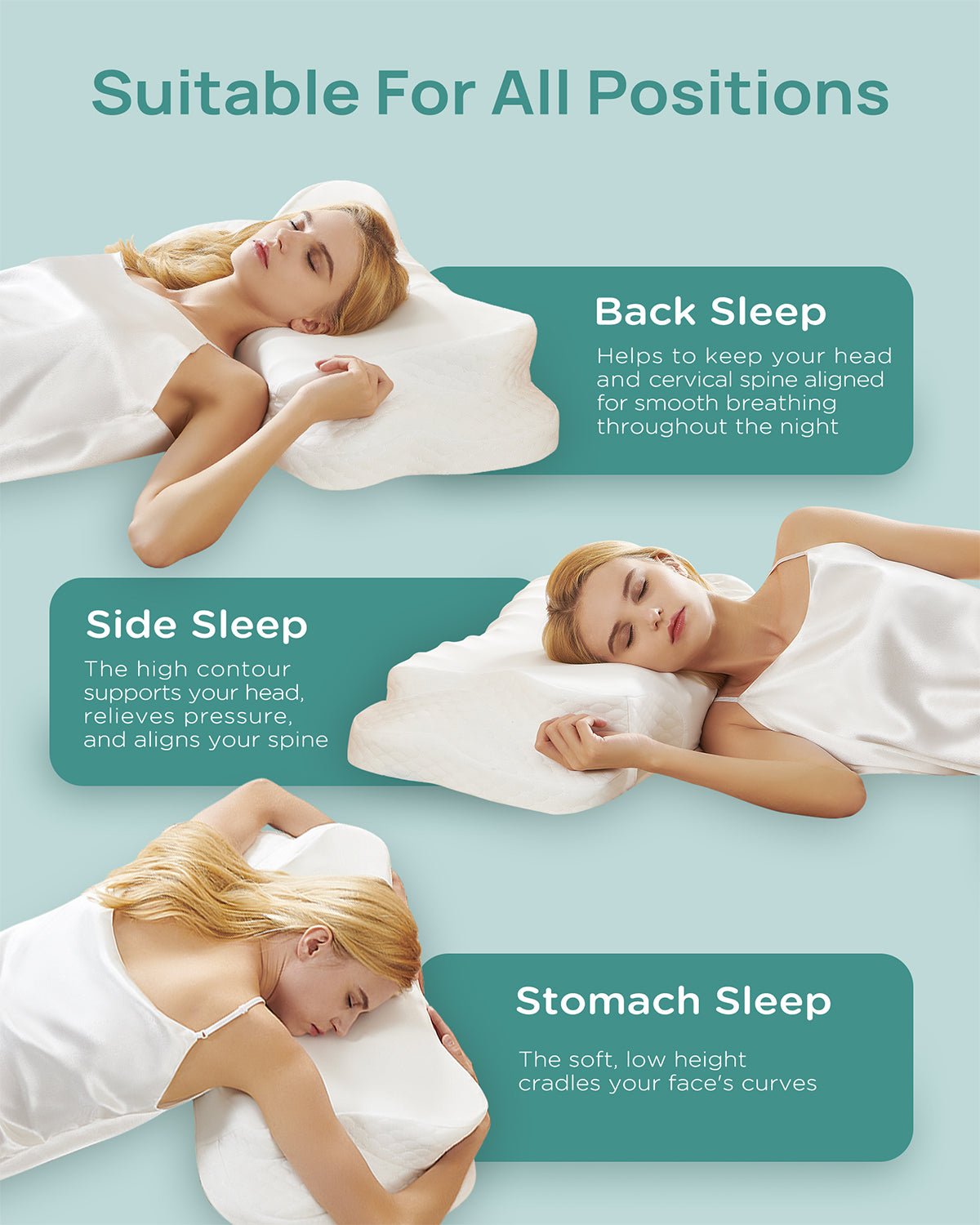 Releep Adjustable Cervical Neck Pillow for Pain Relief, Cooling Ergonomic Pillow