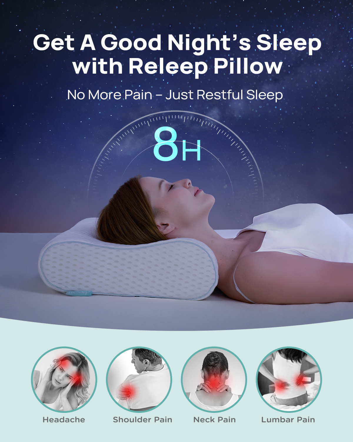Releep Adjustable Contour Pillow, Ergonomic Memory Foam Pillow