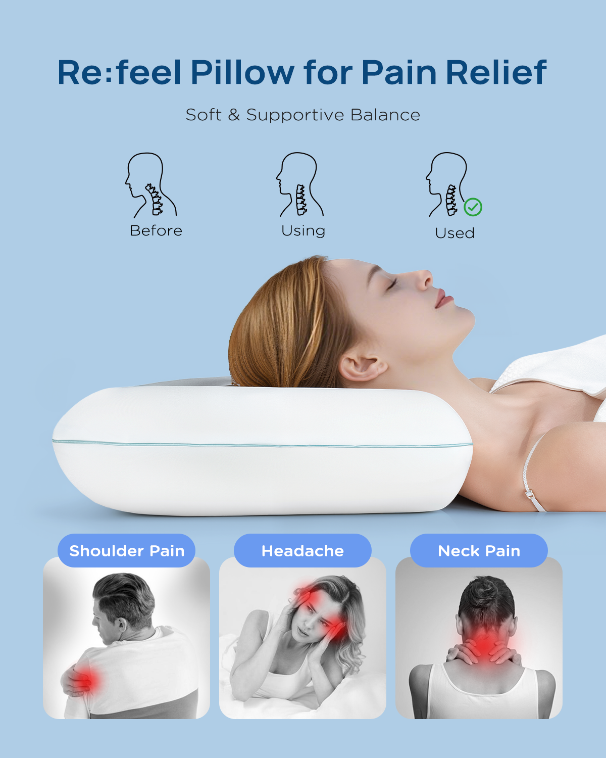 Releep Cooling Soft Memory Foam Pillow
