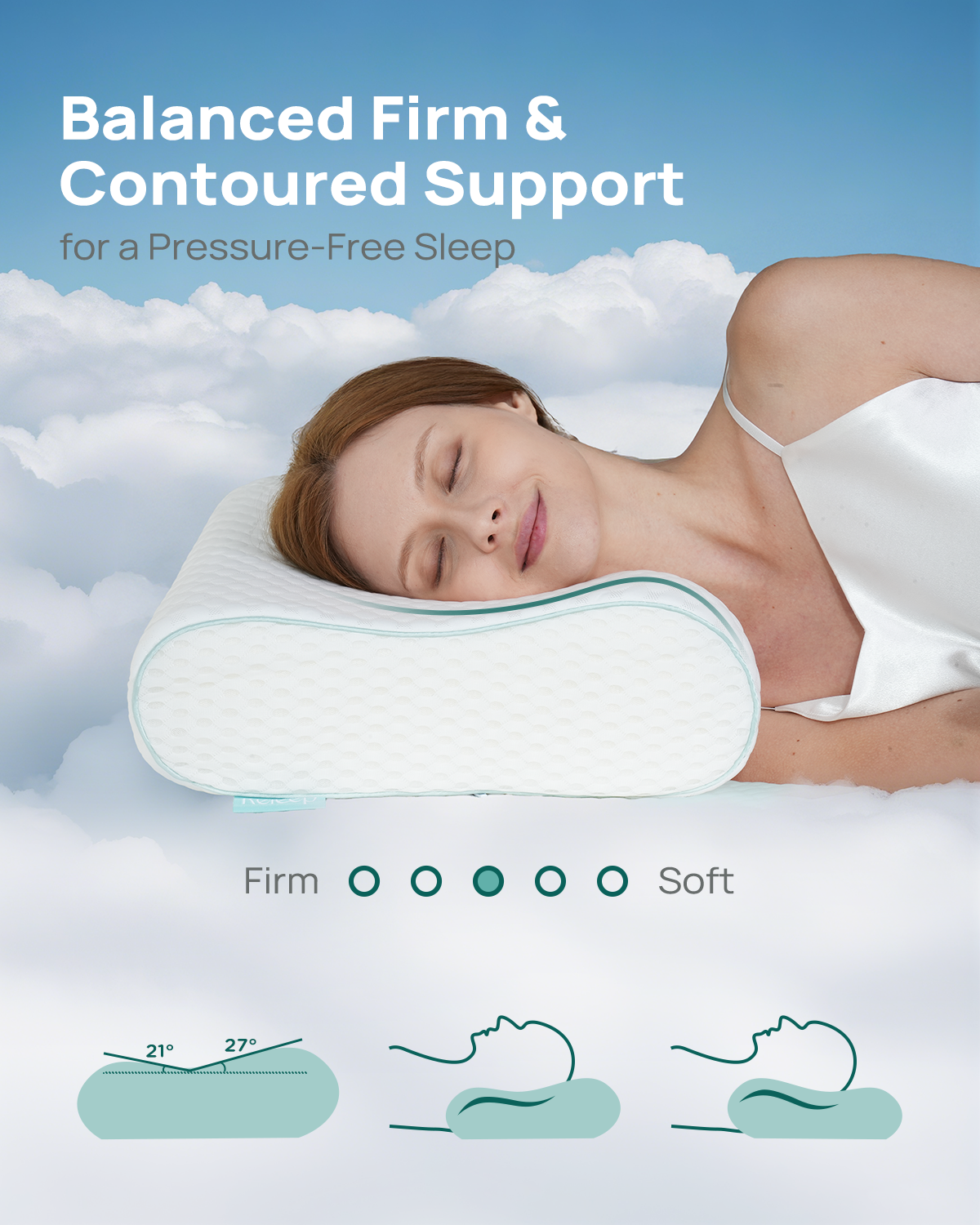 Releep Adjustable Contour Pillow, Ergonomic Memory Foam Pillow